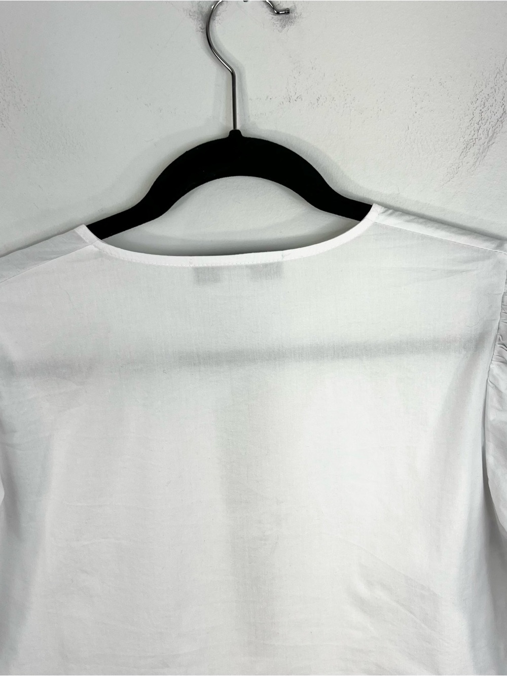 Quiet luxury white tie front puff sleeve boxy oversied peplum statement blouse M - Picture 10 of 14